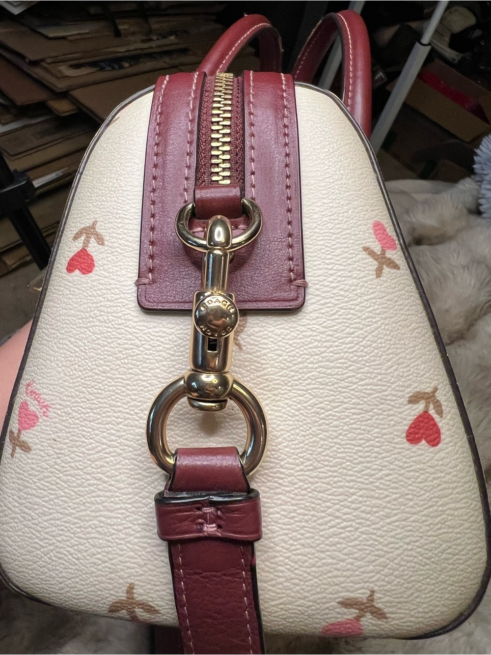 NWOT Coach Med Rowan Satchel Bag w/ Heart Floral Print (Retail $478) - Picture 3 of 6